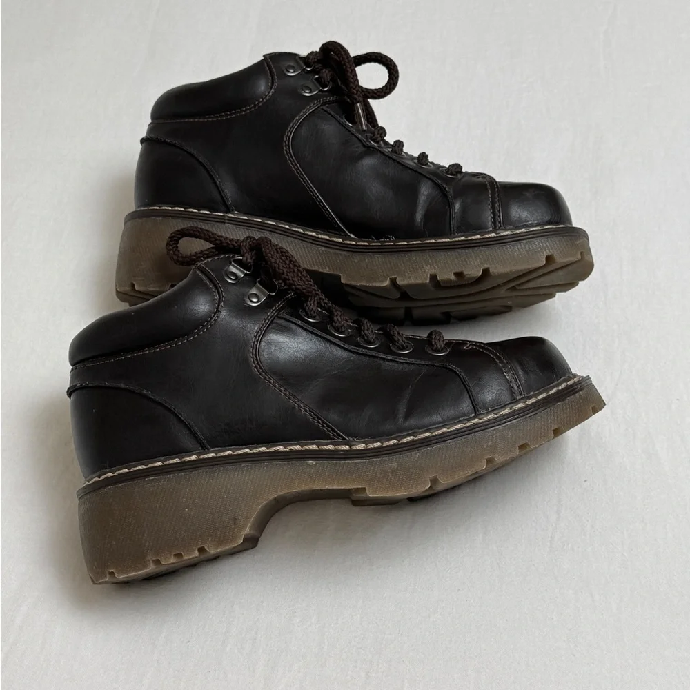 Vintage Y2K 90’s Faded Glory Brown Chunky Ankle Boots Size 10 Granola Girl Retro